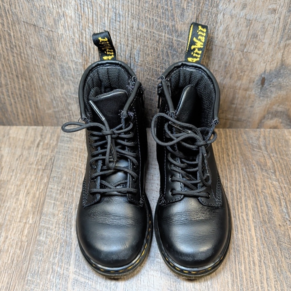 Dr. Martens Unisex Toddler Child Youth Boots Size 10 C Side Zip Black 8 Eyelets - Picture 4 of 13